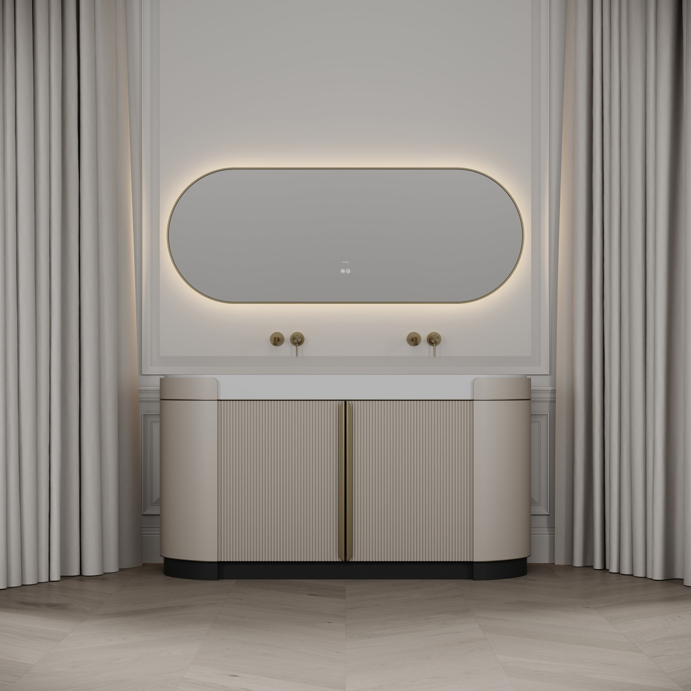 Knightsbridge Double Vanity Unit & Stone Basin 1600mm Cashmere Beige