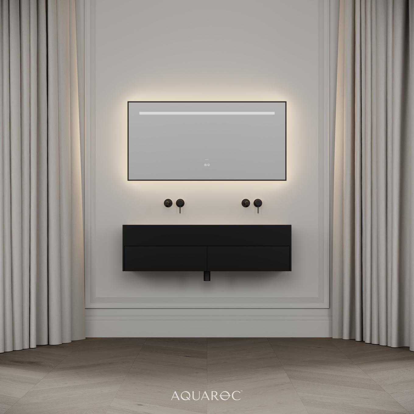 Nero Matte Black Stone Double Vanity Unit 1200mm