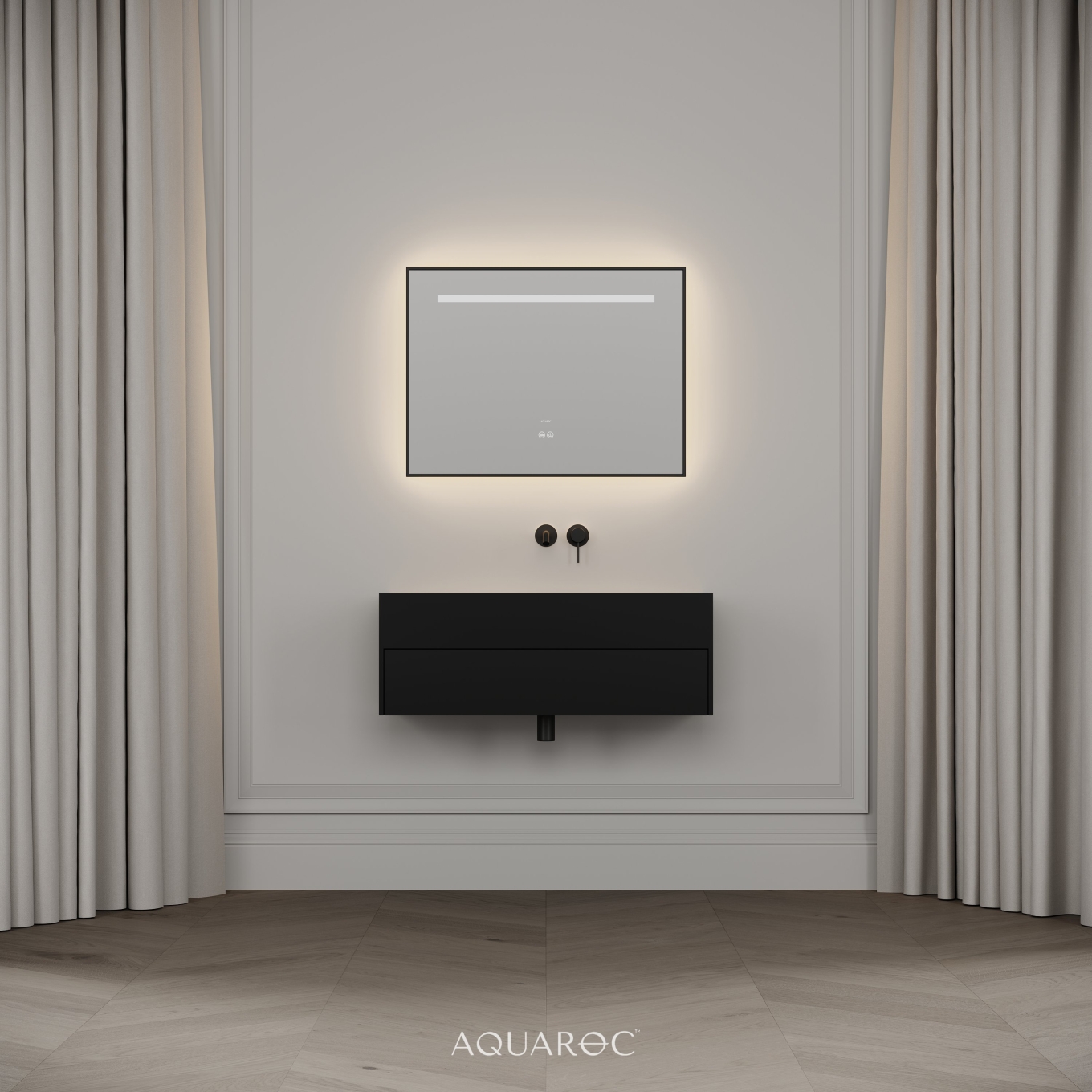 Nero Matte Black Stone Vanity Unit 900mm