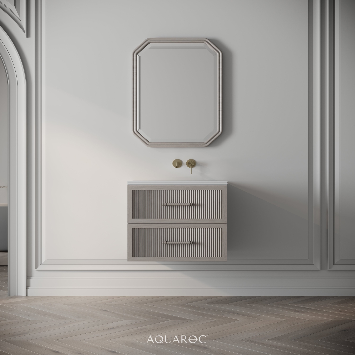 Park Lane Vanity Unit & Stone Basin 600mm Sabbia Grigio Oak