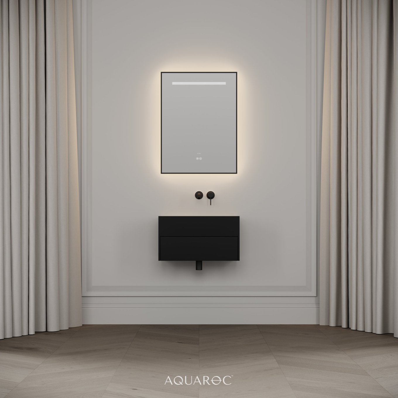Nero Matte Black Stone Vanity Unit 600mm