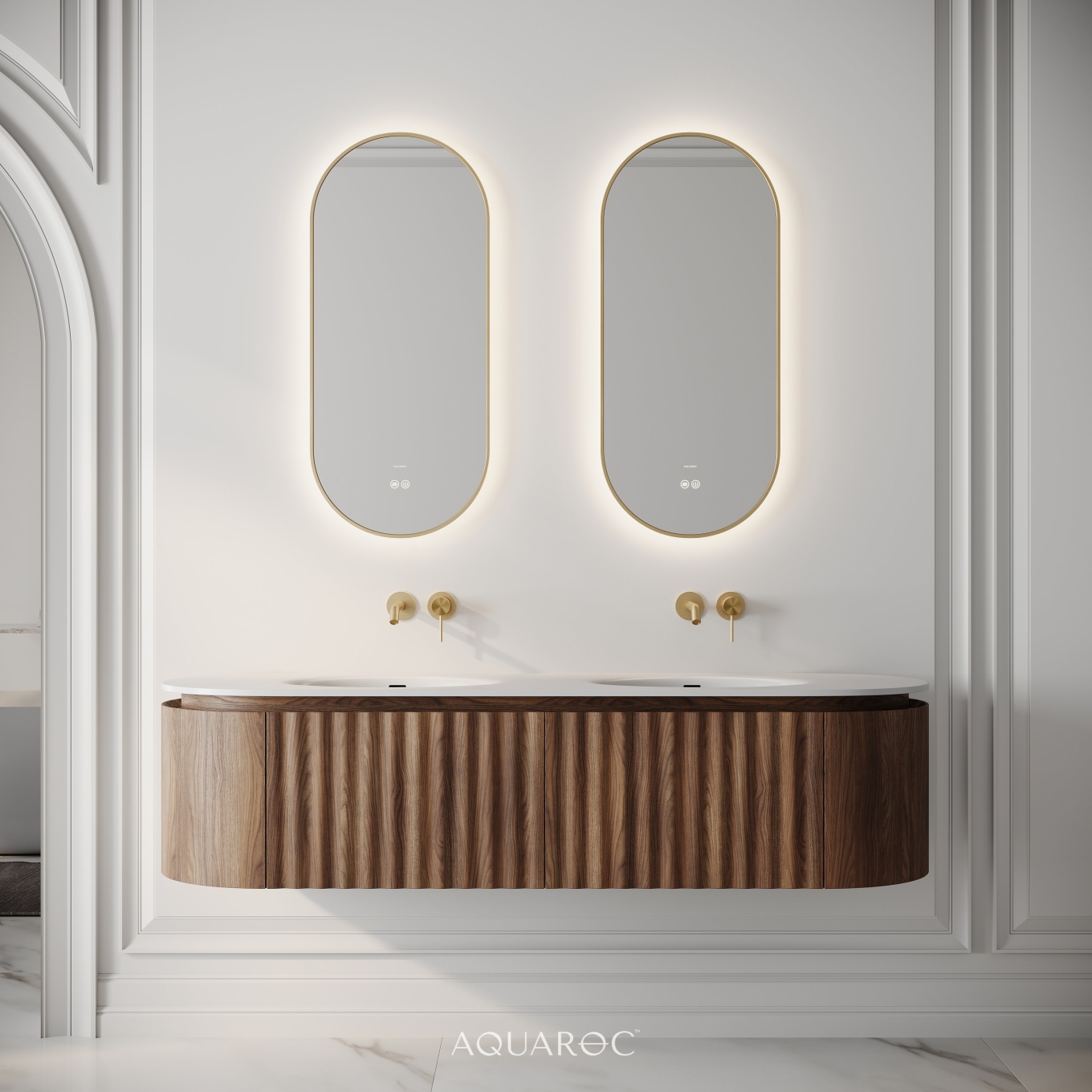 Belgravia Double Vanity Unit & Stone Basin 1600mm Walnut