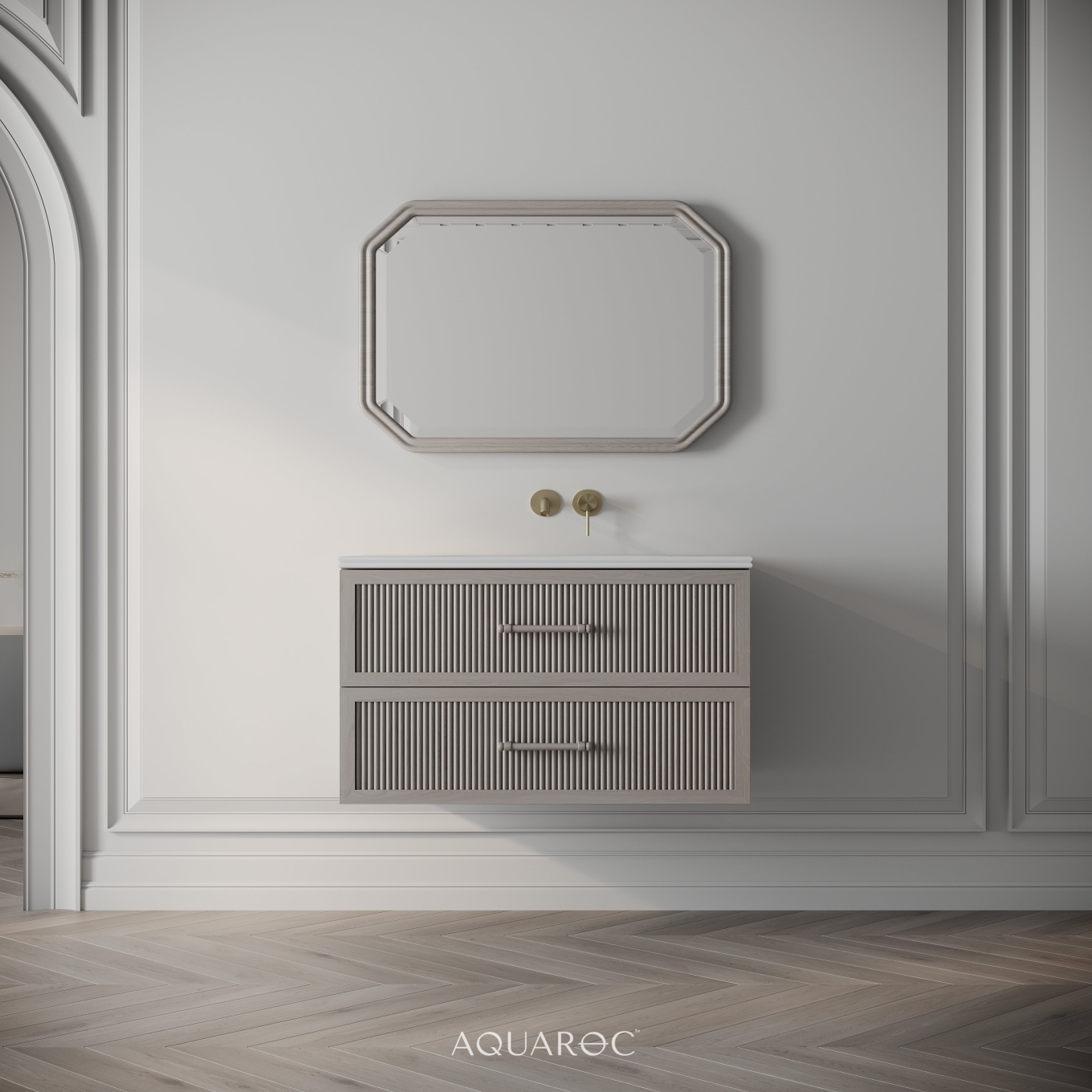 Park Lane Vanity Unit & Stone Basin 800mm Sabbia Grigio Oak