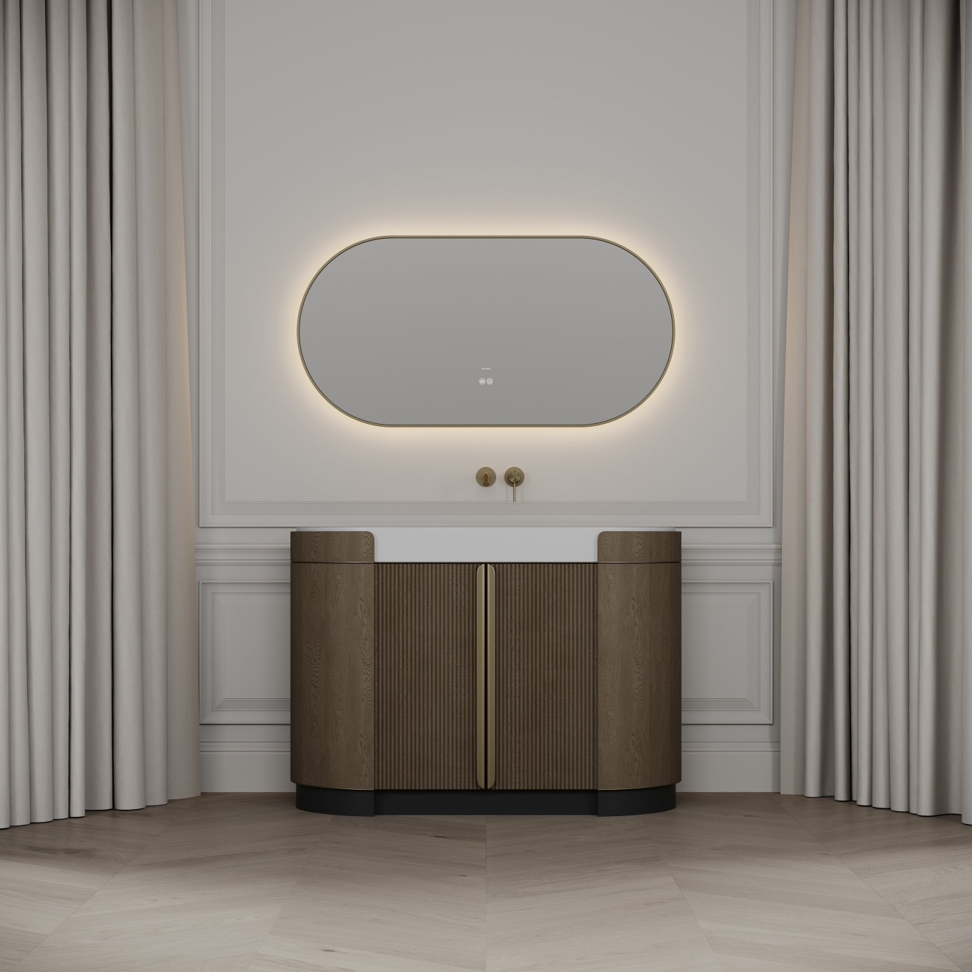 Knightsbridge Vanity Unit & Stone Basin 1200mm Smoked Oak