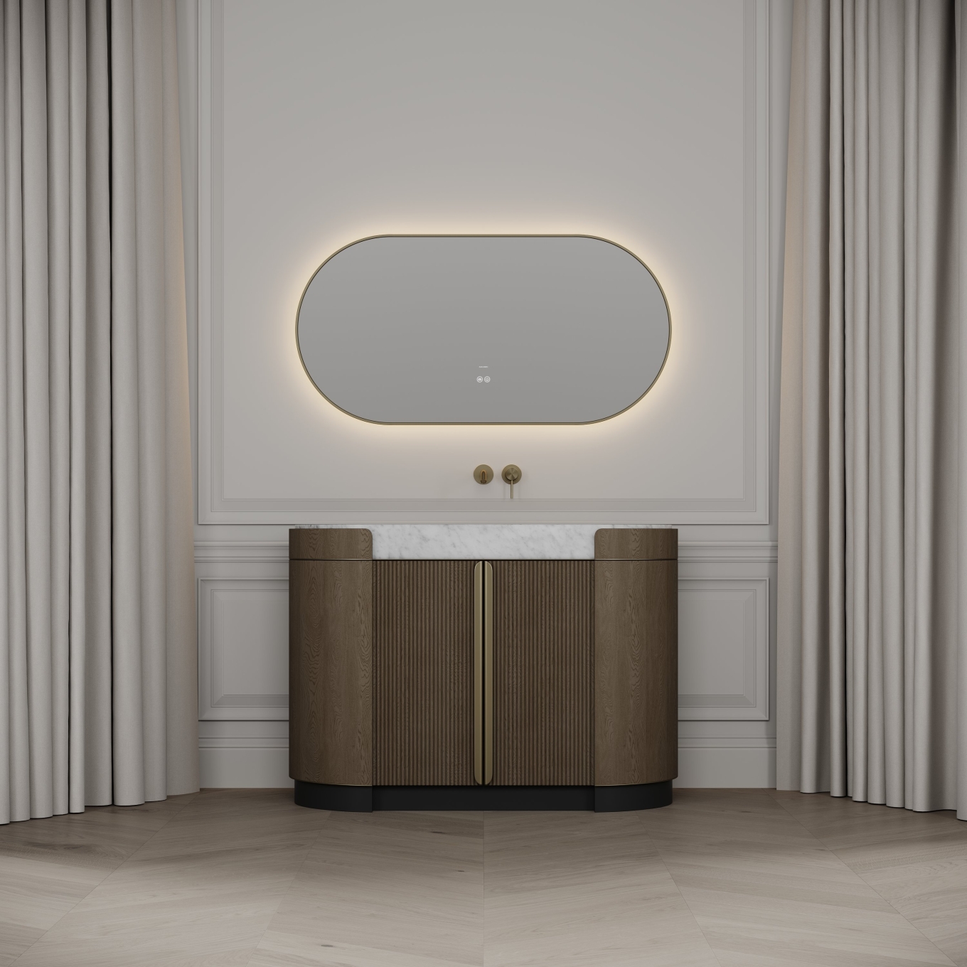 Knightsbridge Vanity Unit & Carrara Marble Basin 1200mm Smoked Oak
