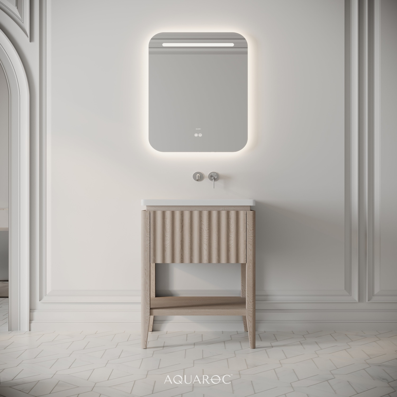 Kensington Vanity Unit & Stone Basin 600mm Natural Oak