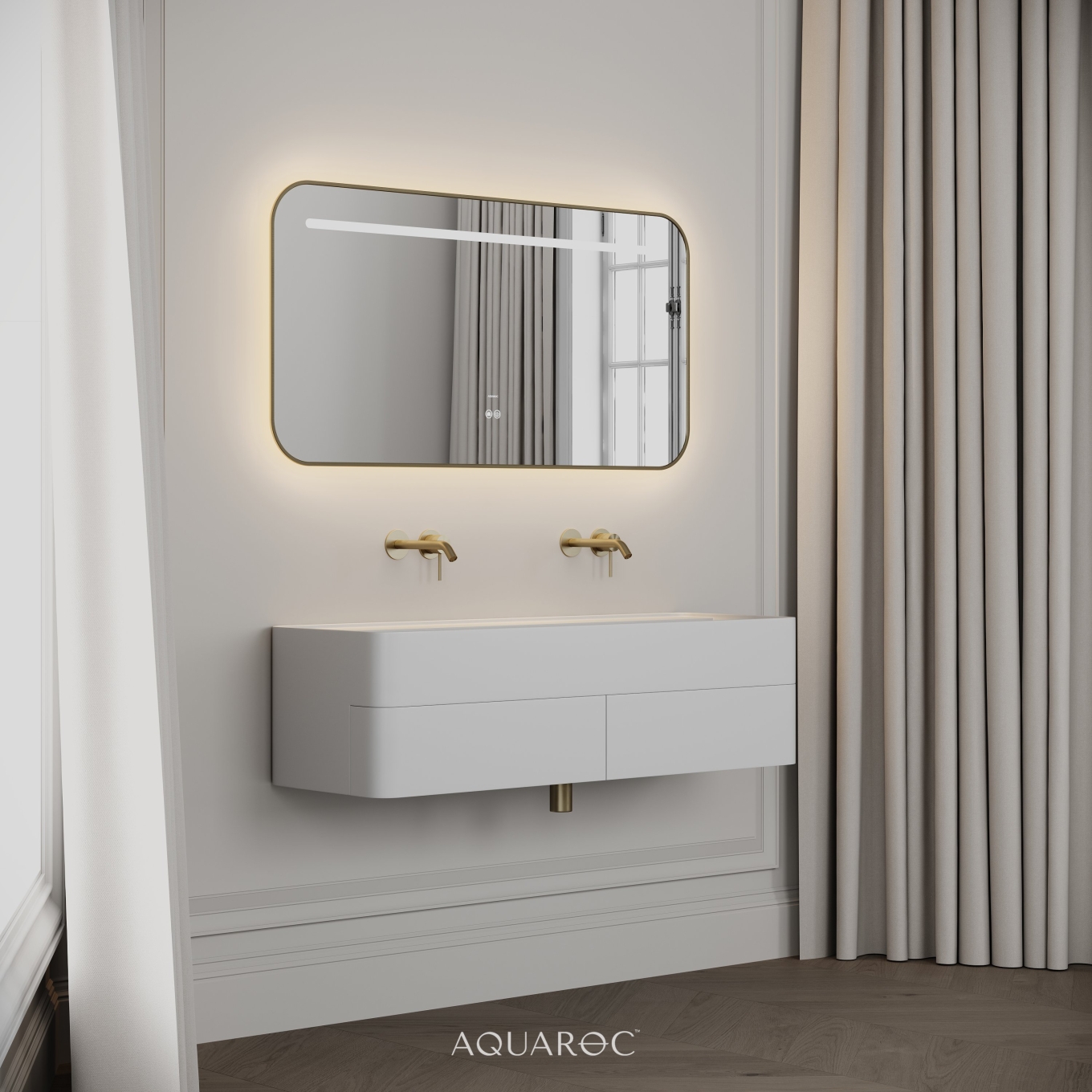 Nero Curved Stone Double Vanity Unit 1200mm