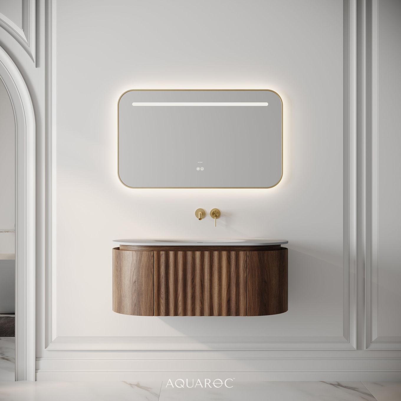 Belgravia Vanity Unit & Stone Basin 1000mm Walnut