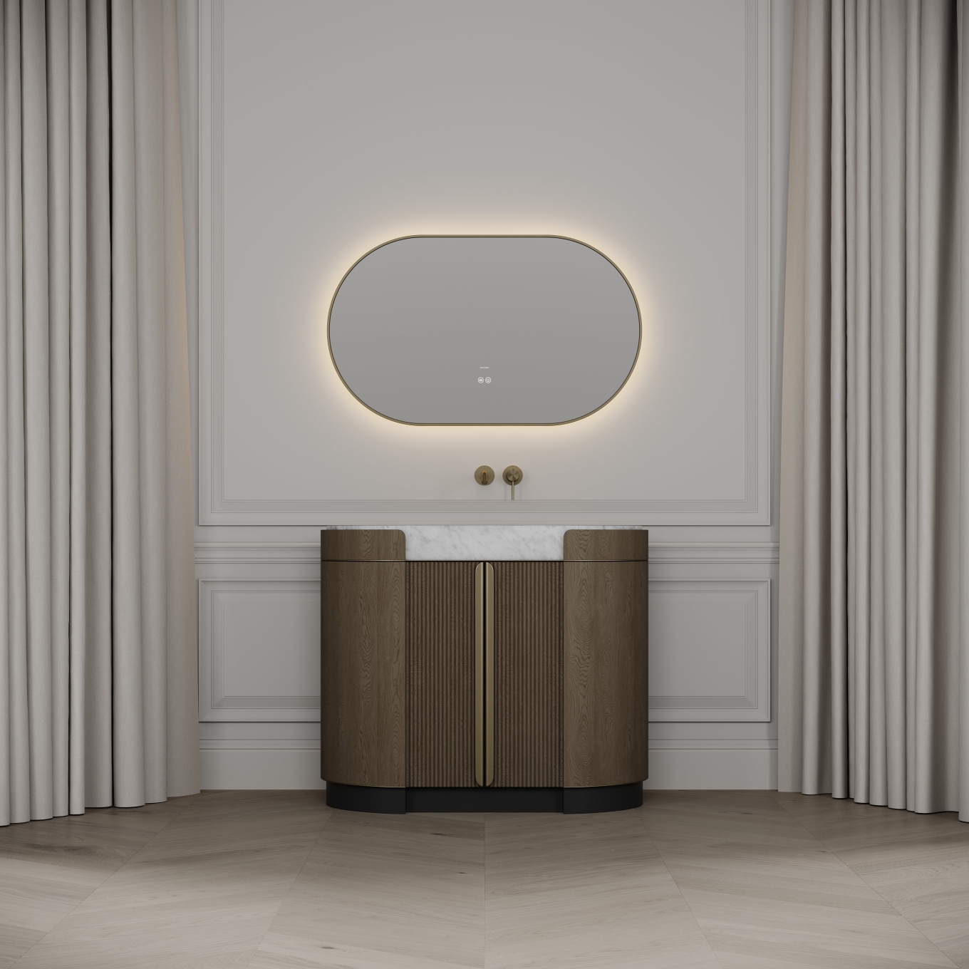 Knightsbridge Vanity Unit & Carrara Marble Basin 1000mm Smoked Oak