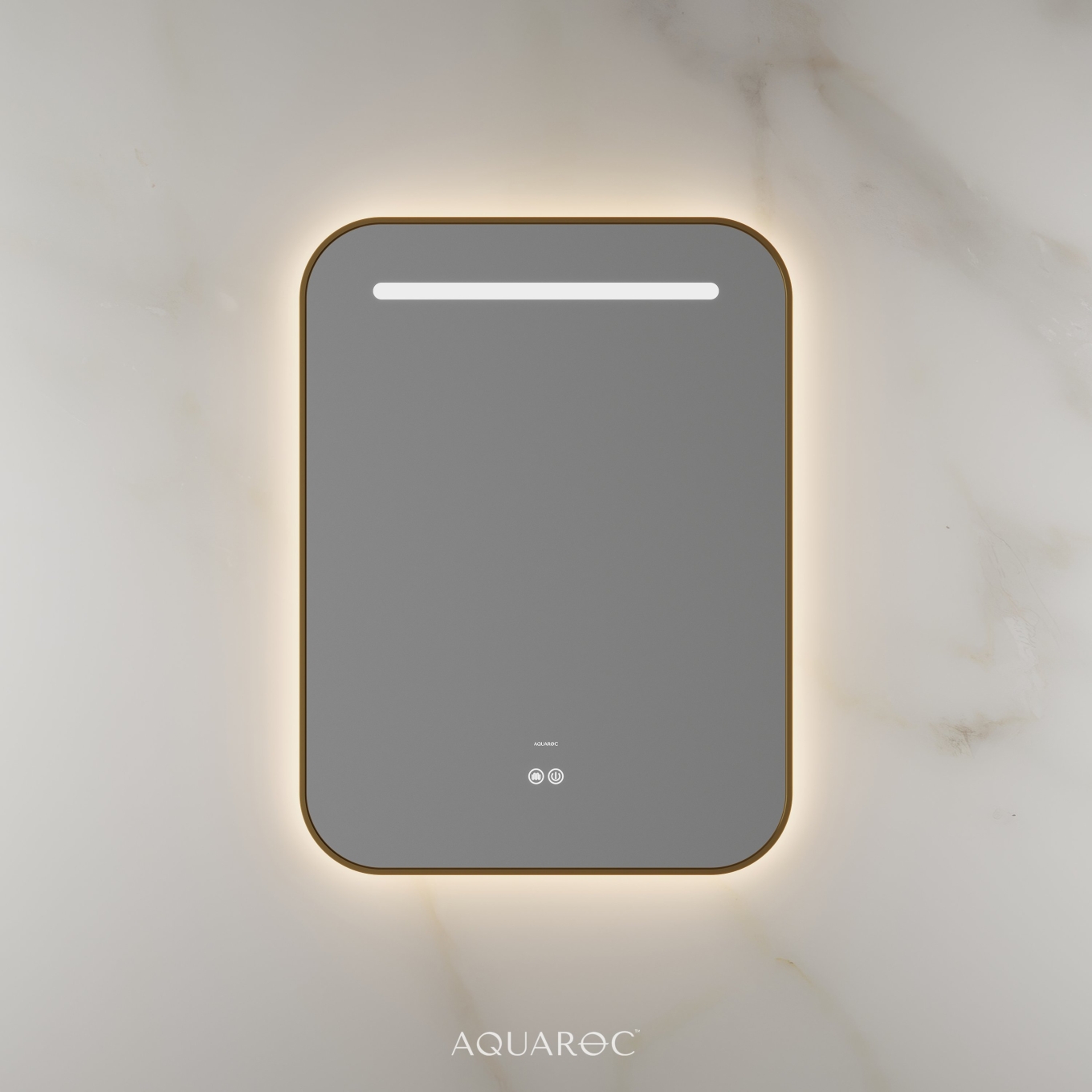 Lumiere Backlit & Demister Curved Mirror 600mm Brushed Gold