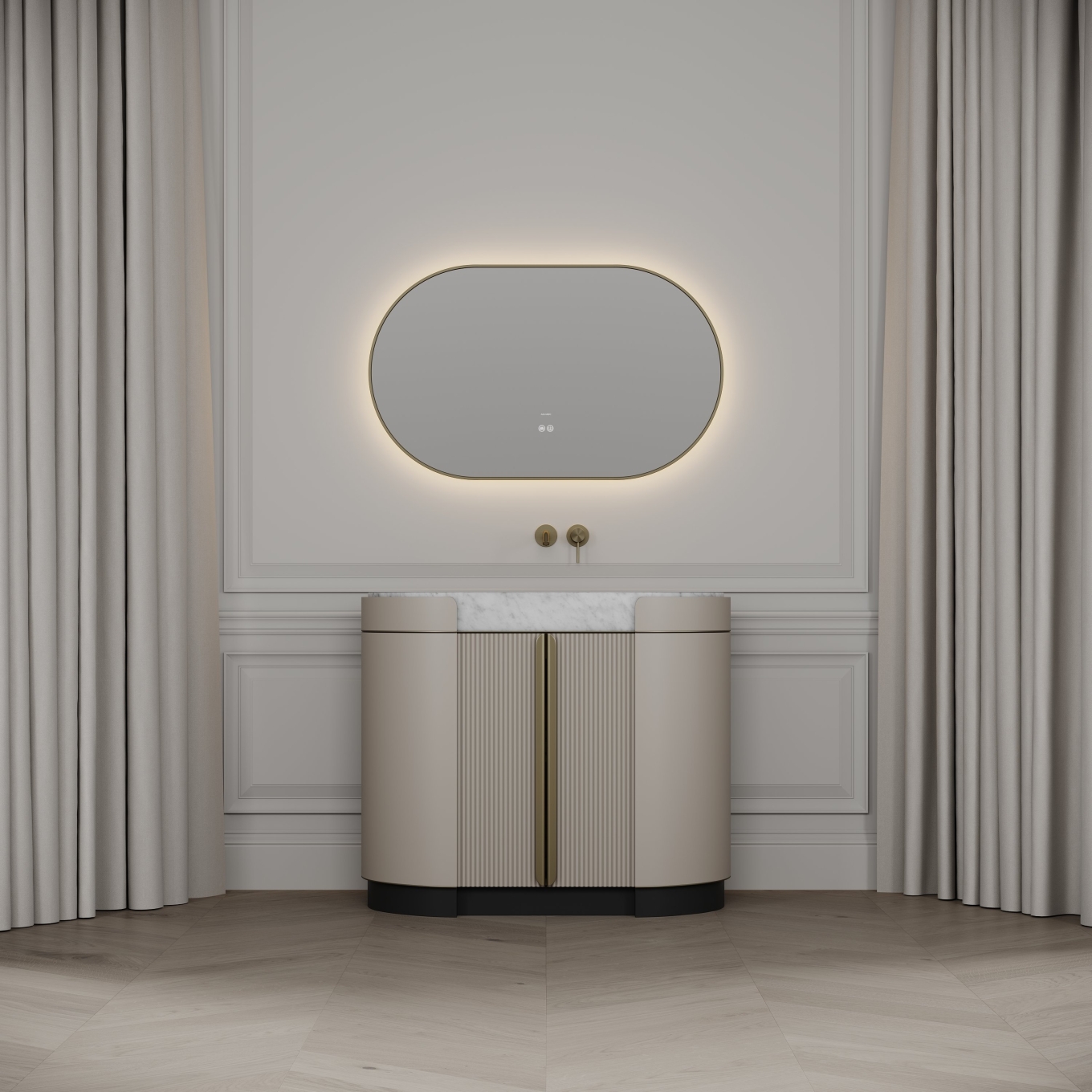 Knightsbridge Vanity Unit & Carrara Marble Basin 1000mm Cashmere Beige
