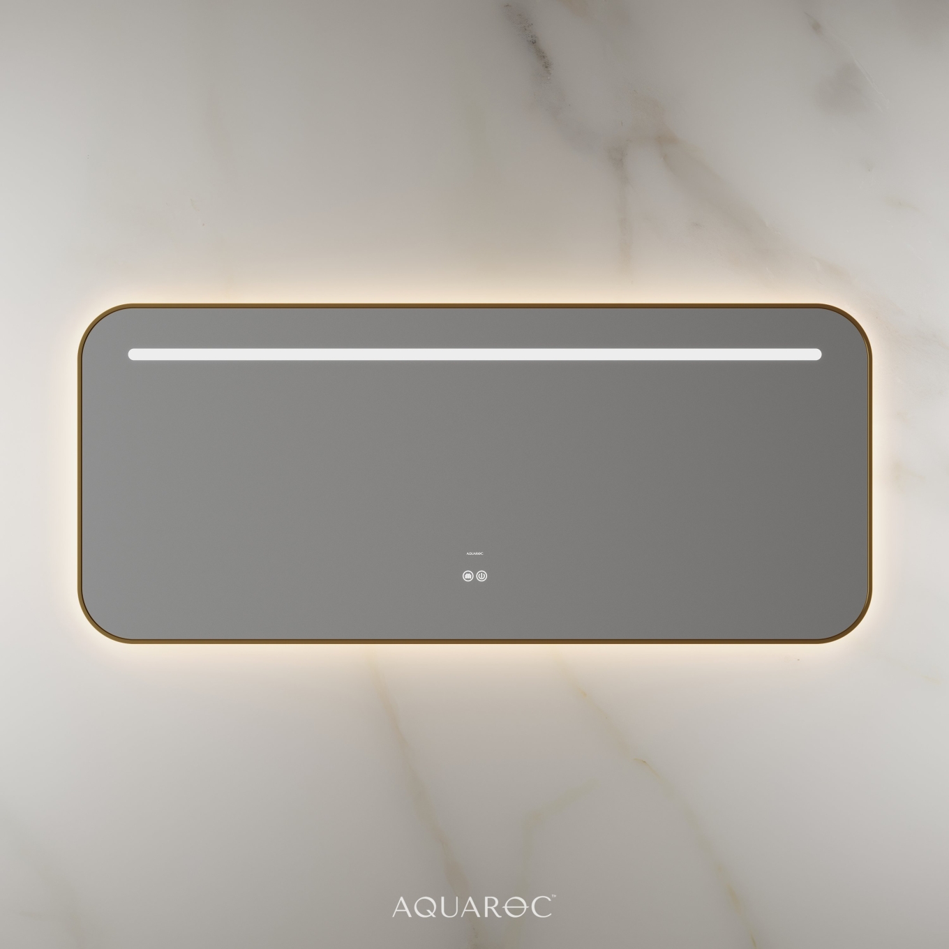 Lumiere Backlit & Demister Curved Mirror 1400mm Brushed Gold