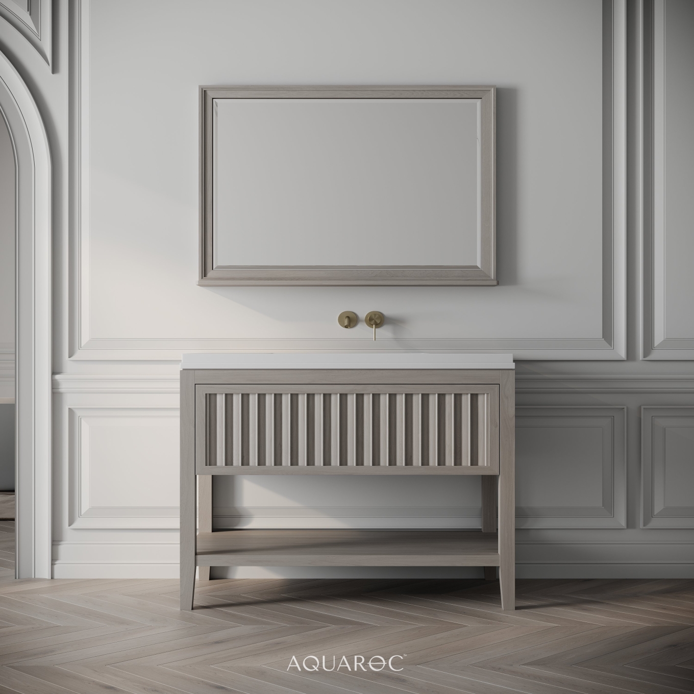 Belvedere Vanity Unit & Stone Basin 1000mm Sabbia Grigio Oak