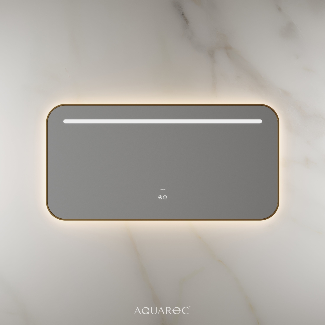Lumiere Backlit & Demister Curved Mirror 1200mm Brushed Gold