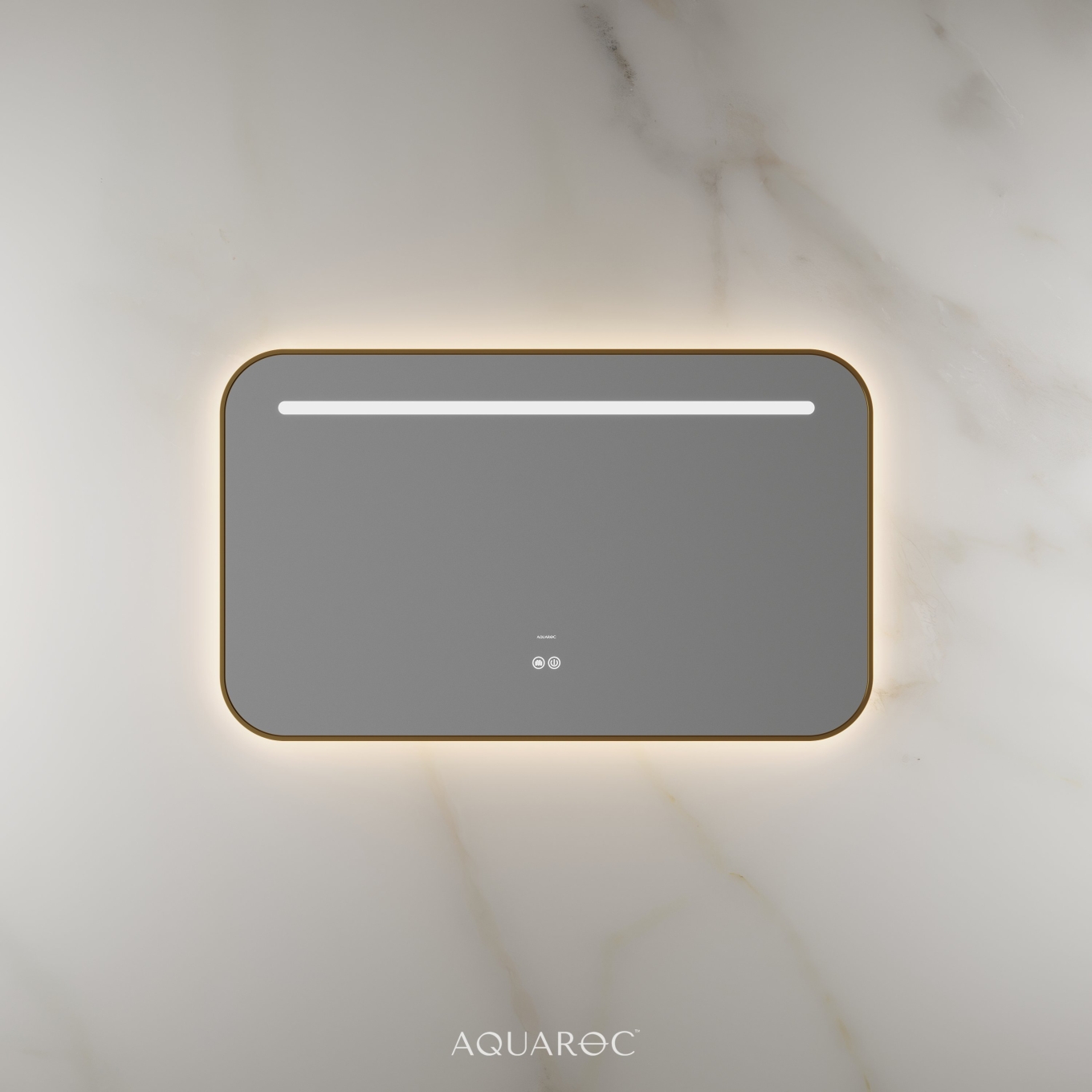 Lumiere Backlit & Demister Curved Mirror 1000mm Brushed Gold