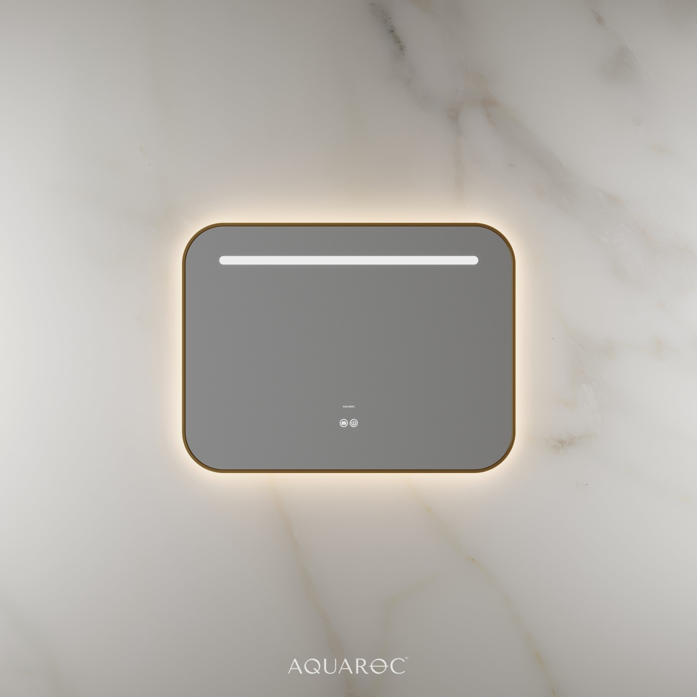 Lumiere Backlit & Demister Curved Mirror 800mm Brushed Gold