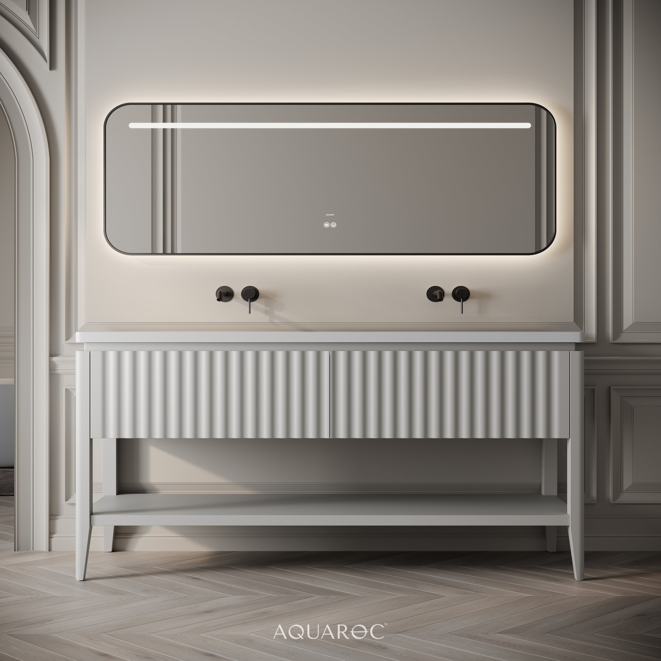 Kensington Double Vanity Unit & Stone Basin 1600mm Warm Grey