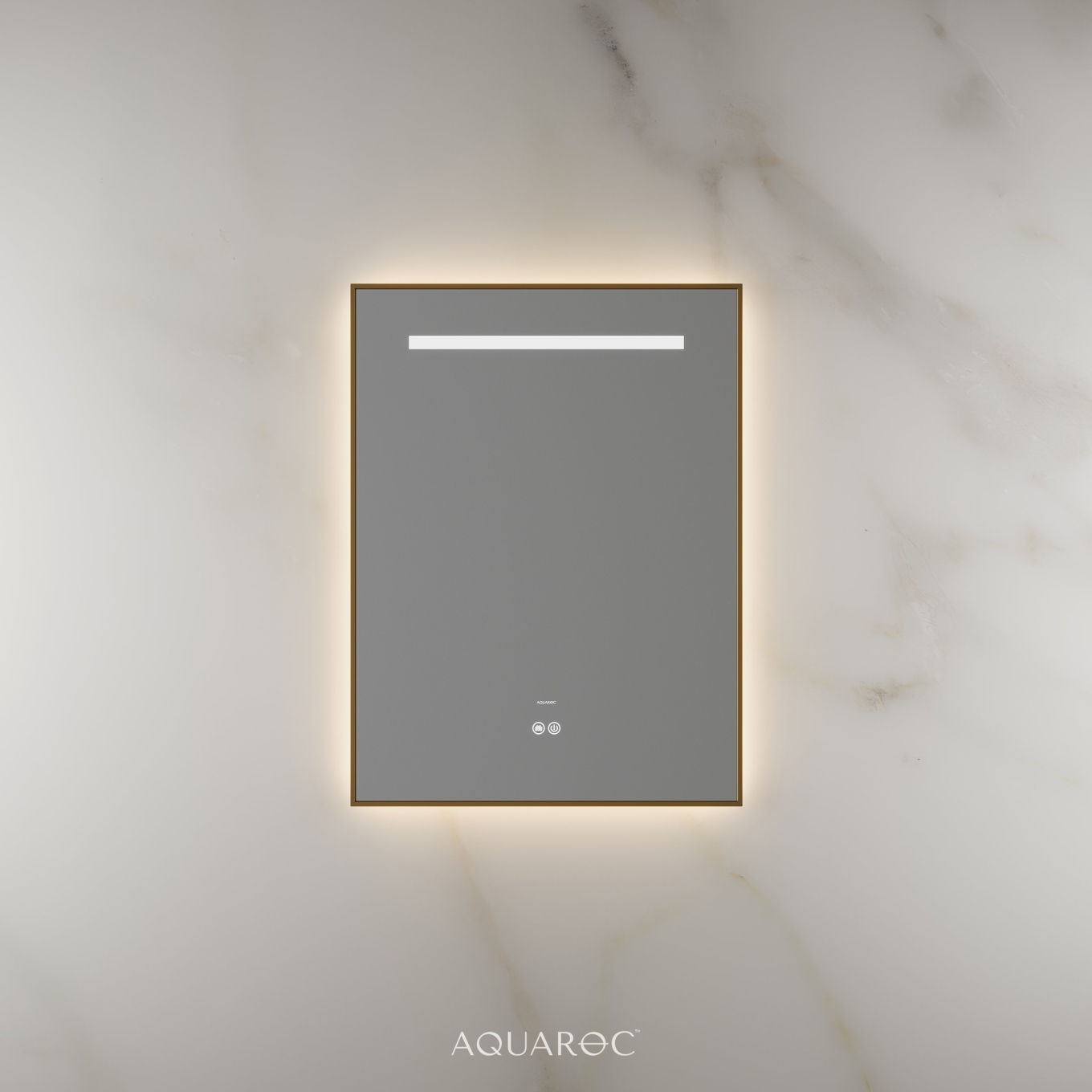 Lumiere Backlit & Demister Rectangle Mirror 600mm Brushed Gold