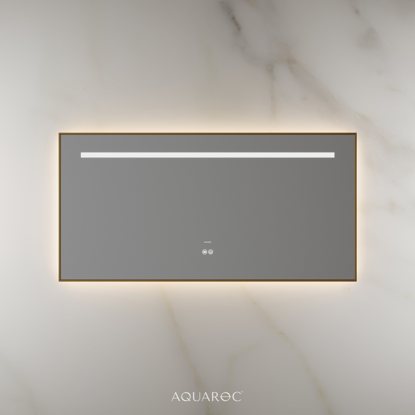 Lumiere Backlit & Demister Rectangle Mirror 1200mm Brushed Gold