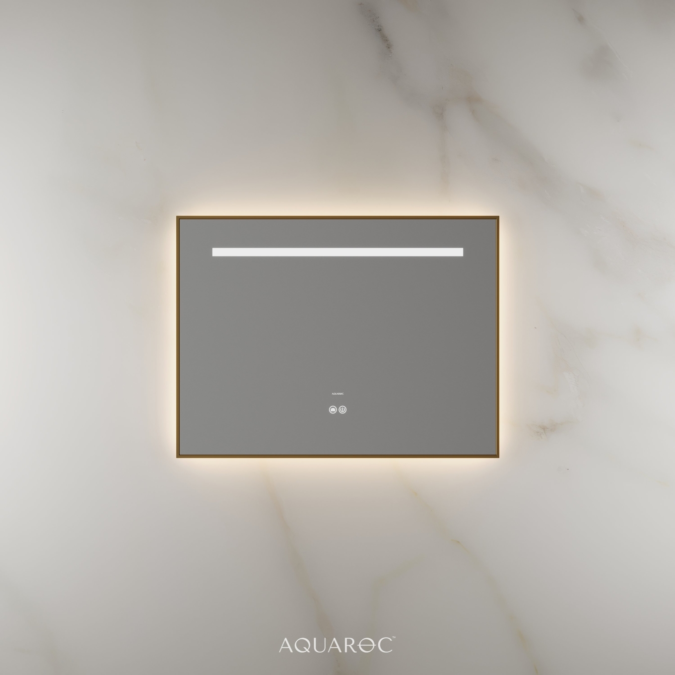 Lumiere Backlit & Demister Rectangle Mirror 800mm Brushed Gold