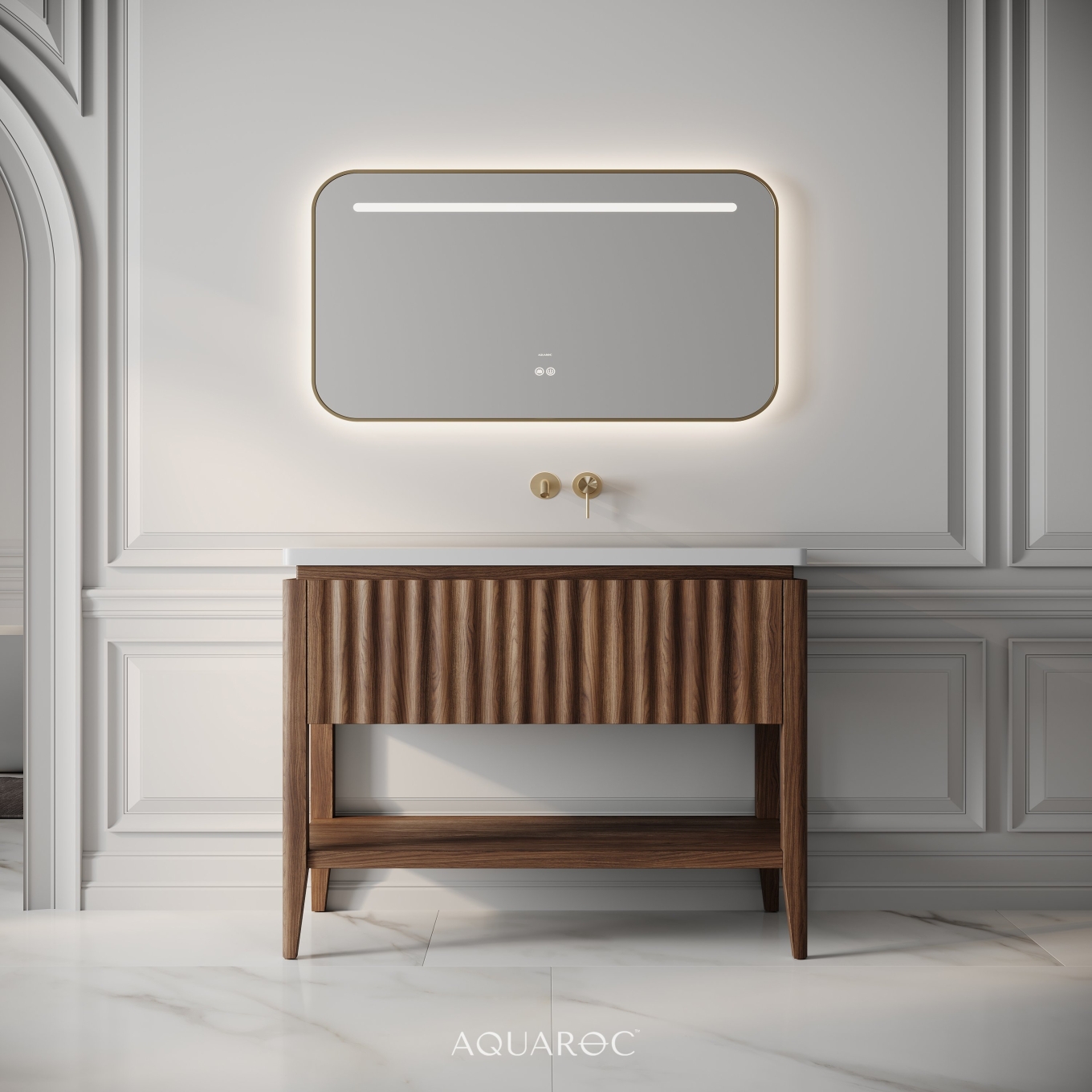 Kensington Vanity Unit & Stone Basin 1000mm Walnut
