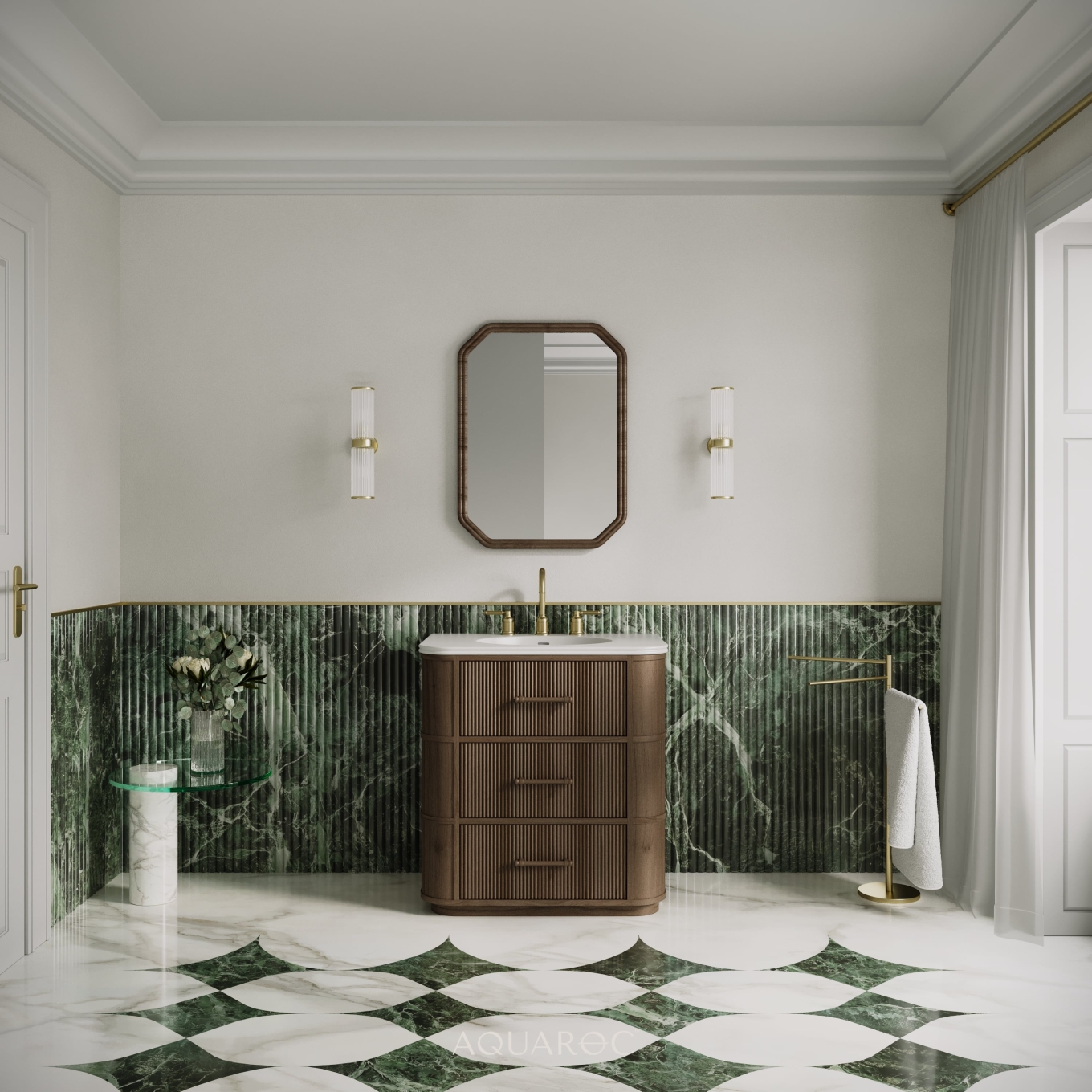 Savoy Vanity Unit & Stone Basin 800mm Walnut