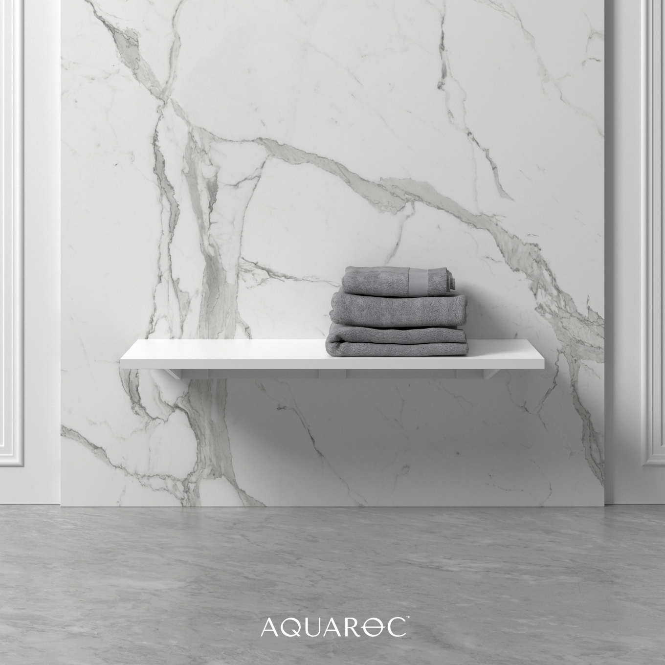 Wall Hung Stone Slimline Towel Shelf 1000mm