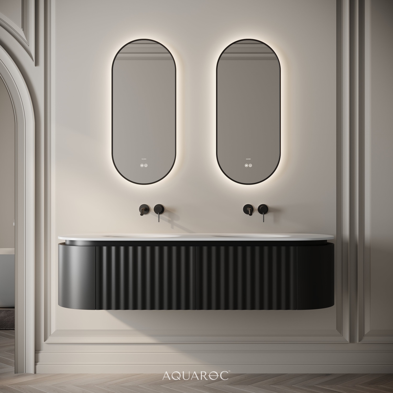Belgravia Double Vanity Unit & Stone Basin 1600mm Matte Black