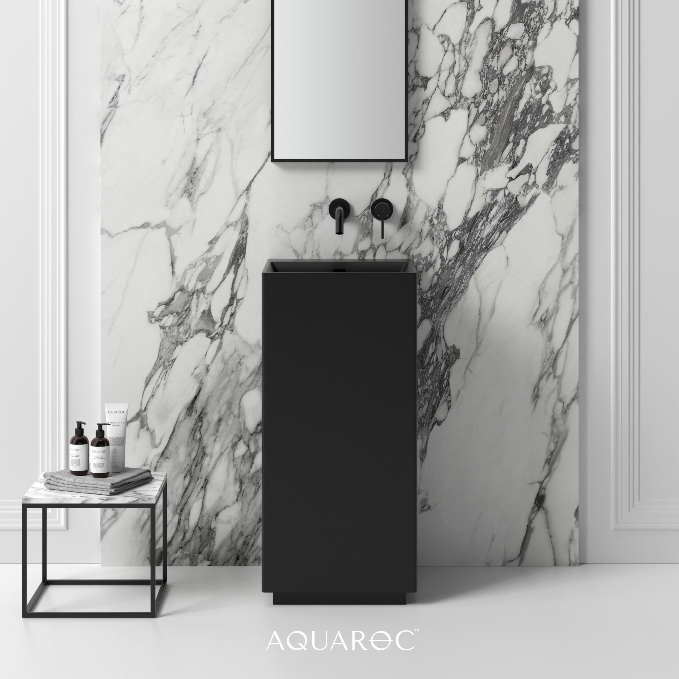 Kudos Matte Black Freestanding Stone Basin 420mm