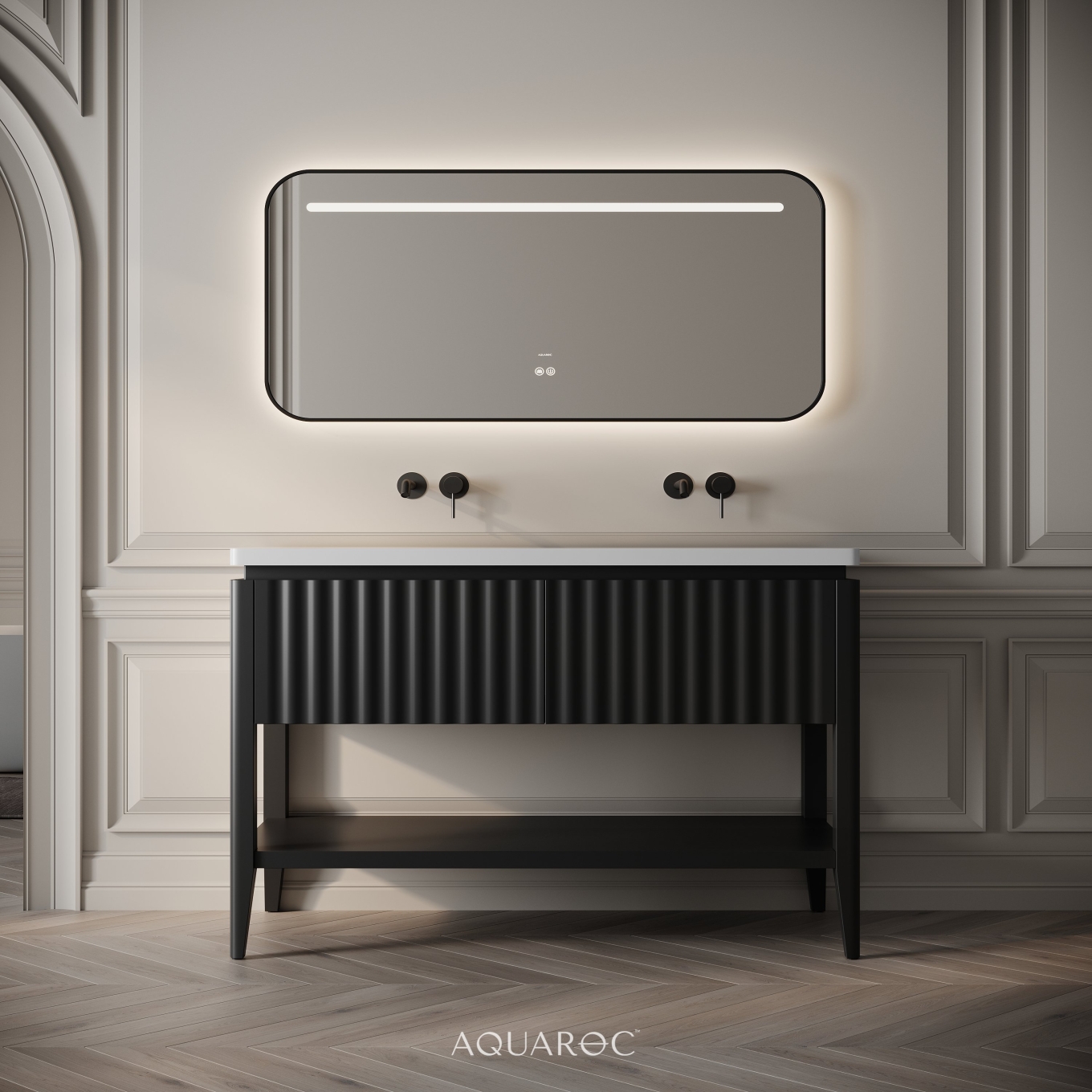 Kensington Double Vanity Unit & Stone Basin 1200mm Matte Black