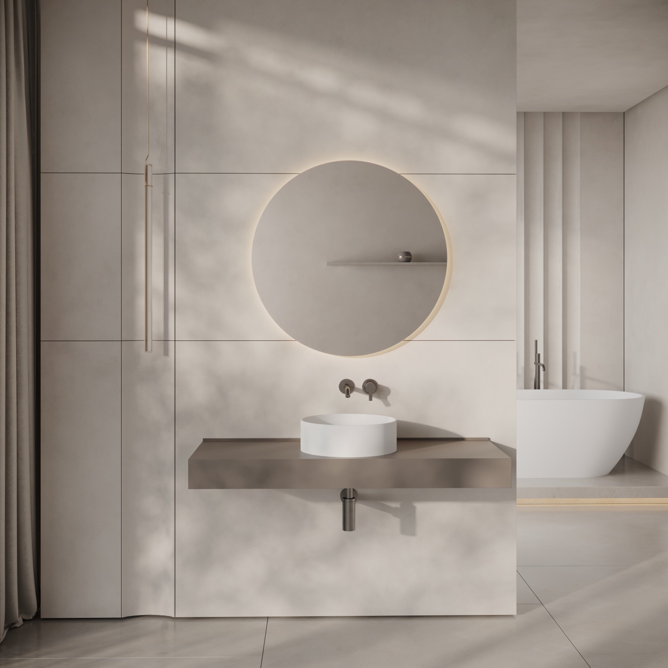 Oasis Round Countertop Stone Basin 380mm