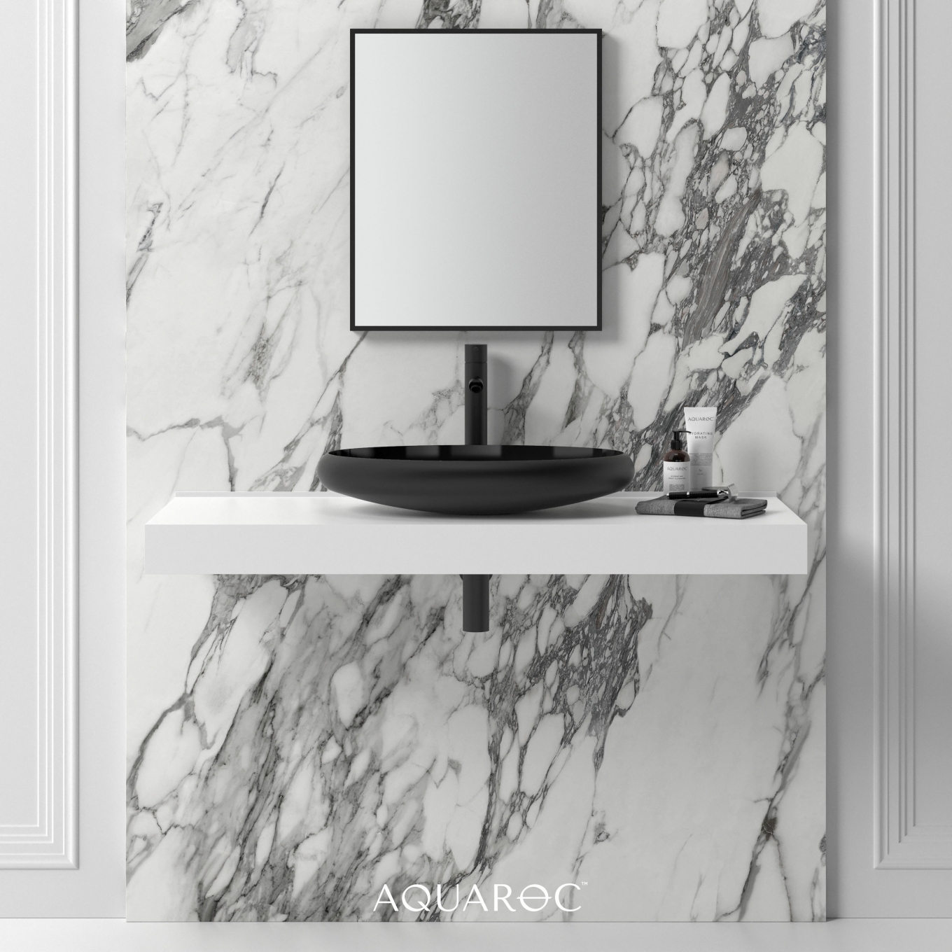 Camellia Matte Black Countertop Stone Basin 600mm