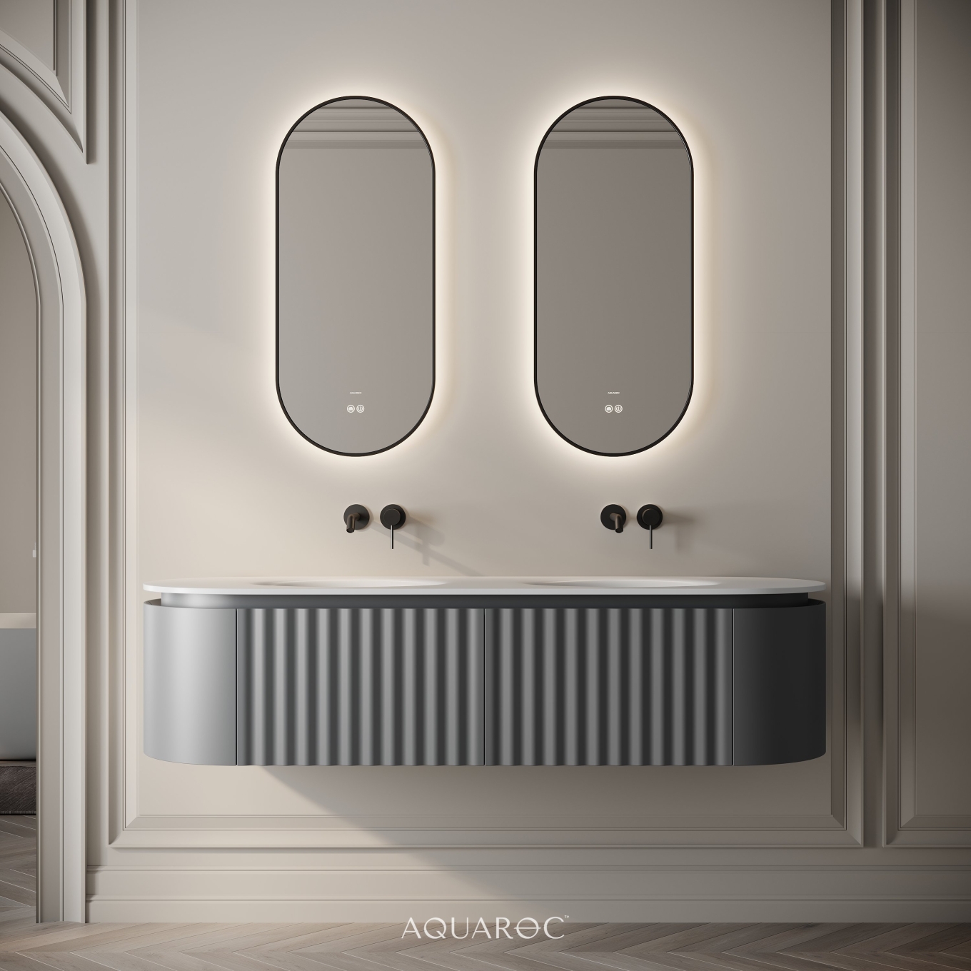 Belgravia Double Vanity Unit & Stone Basin 1600mm Matte Grey