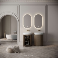 Rotunda Fluted Vanity Unit & Stone Basin 600mm Smoked Oak