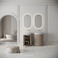 Rotunda Fluted Vanity Unit & Stone Basin 600mm Natural Oak