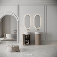 Rotunda Fluted Vanity Unit & Stone Basin 420mm Natural Oak