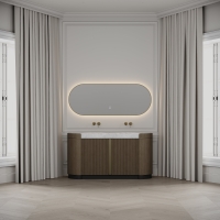 Knightsbridge Double Vanity Unit & Carrara Marble Basin 1600mm Smoked Oak