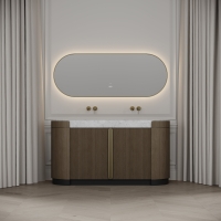 Knightsbridge Double Vanity Unit & Carrara Marble Basin 1600mm Smoked Oak