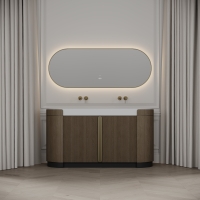 Knightsbridge Double Vanity Unit & Stone Basin 1600mm Smoked Oak
