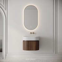 Camden Vanity Unit & Stone Basin 600mm Walnut