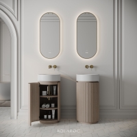 Rotunda Fluted Vanity Unit & Stone Basin 420mm Natural Oak