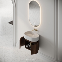 Camden Vanity Unit & Stone Basin 600mm Walnut