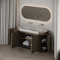 Knightsbridge Double Vanity Unit & Stone Basin 1600mm Smoked Oak