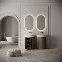 Rotunda Fluted Vanity Unit & Carrara Marble Basin 600mm Smoked Oak
