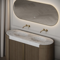 Knightsbridge Double Vanity Unit & Carrara Marble Basin 1600mm Smoked Oak