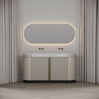 Knightsbridge Double Vanity Unit & Carrara Marble Basin 1600mm Cashmere Beige