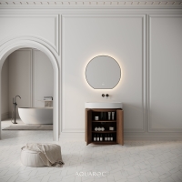 Rotunda Fluted Vanity Unit & Stone Basin 800mm Walnut
