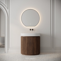 Rotunda Fluted Vanity Unit & Stone Basin 800mm Walnut