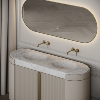 Knightsbridge Double Vanity Unit & Carrara Marble Basin 1600mm Cashmere Beige