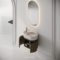 Camden Vanity Unit & Stone Basin 600mm Smoked Oak